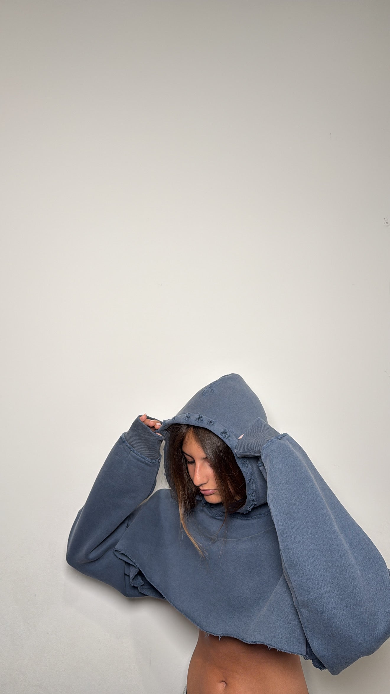 Cropped Womans Navy Hoodie