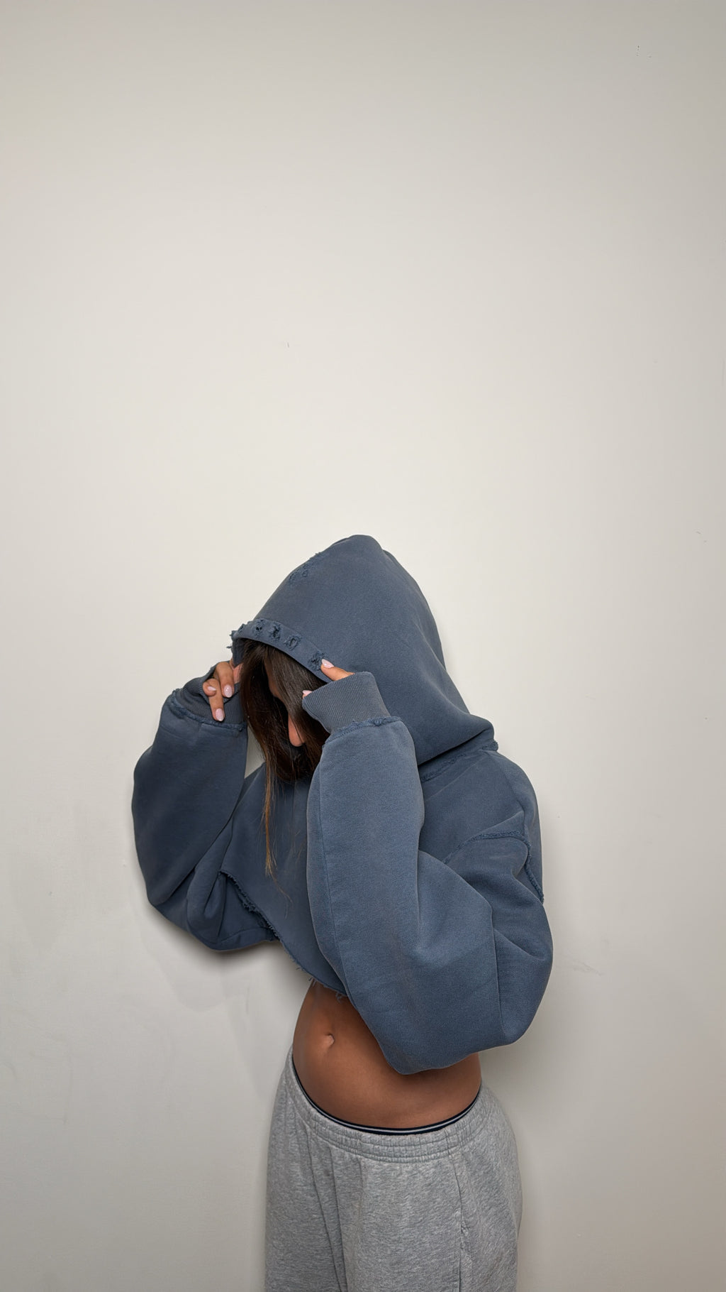 Cropped Womans Navy Hoodie